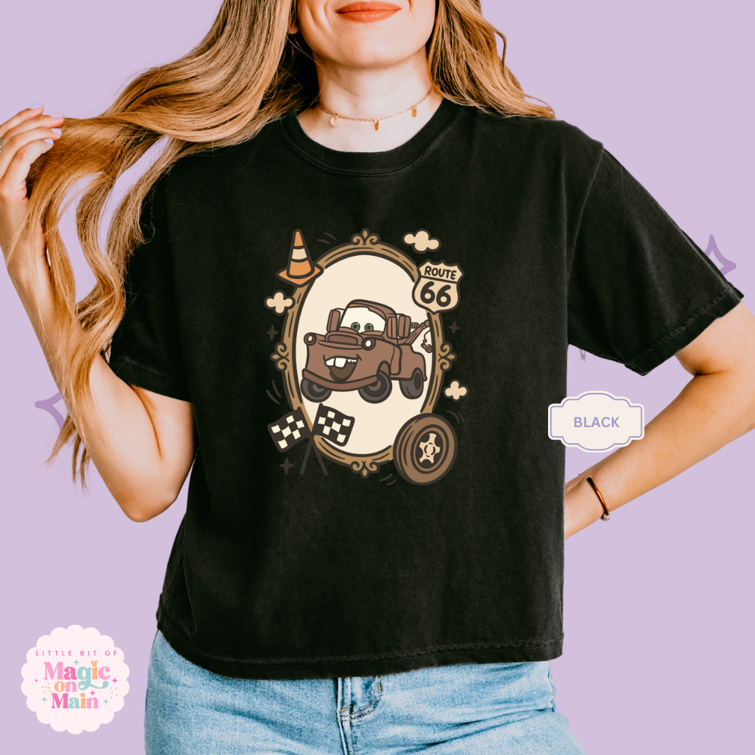 PRINTED RUSTY TRUCK COQUETTE  - WOMENS BOXY T-SHIRT
