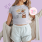 PRINTED BROWN TRUCK COQUETTE - WOMENS CROPPED RIBBED BABY TEE