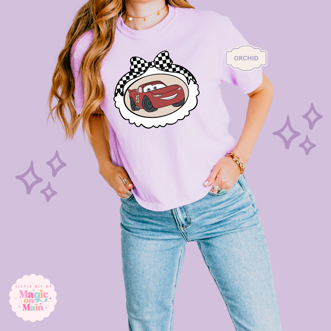 PRINTED RED CAR COQUETTE - WOMENS BOXY T-SHIRT