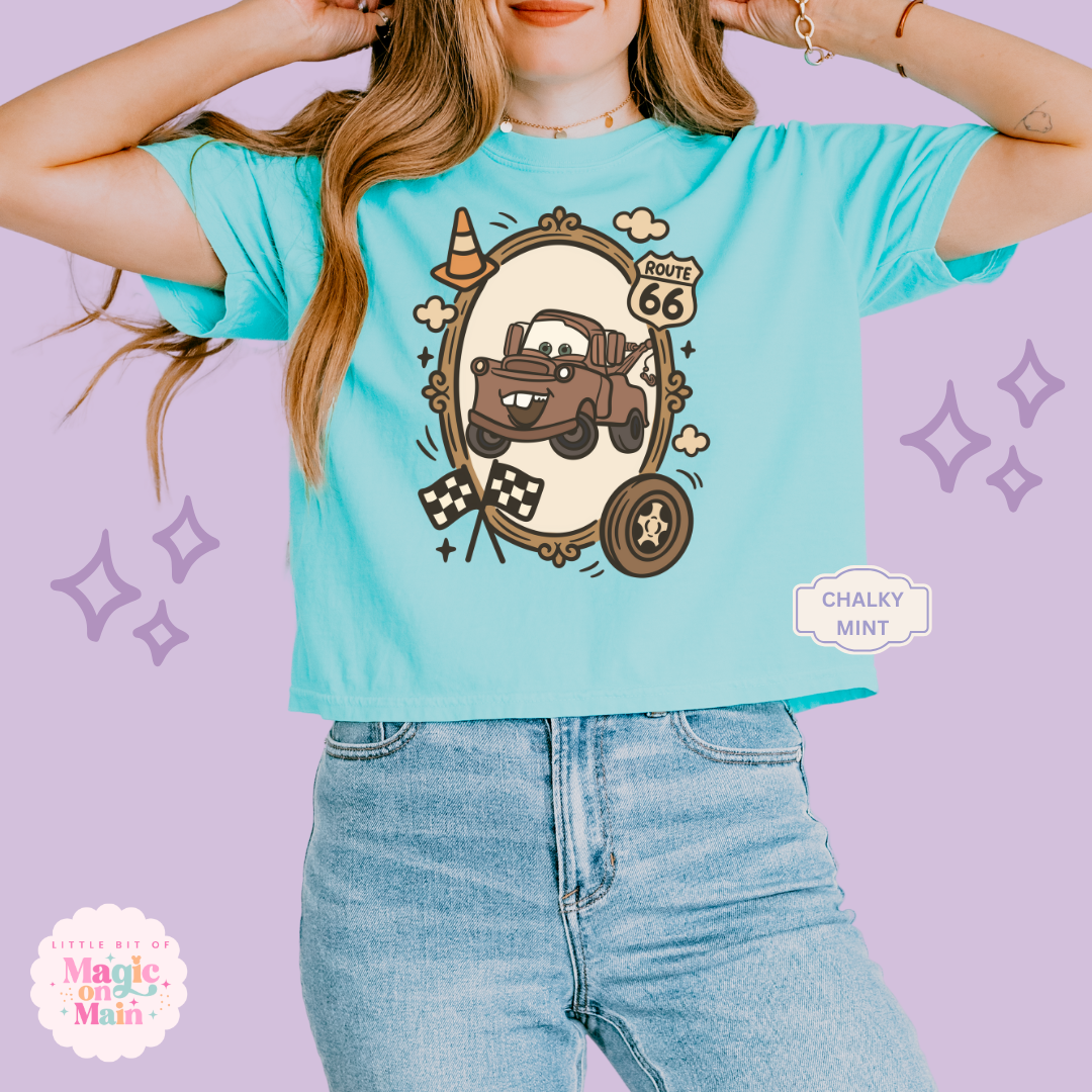 PRINTED RUSTY TRUCK COQUETTE  - WOMENS BOXY T-SHIRT