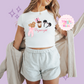 READY TO SHIP (RTS) -PRINTED PARK GIRLIE JUST A GIRL - WOMENS CROPPED RIBBED BABY TEE - WHITE