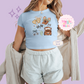 PRINTED BROWN TRUCK COQUETTE - WOMENS CROPPED RIBBED BABY TEE