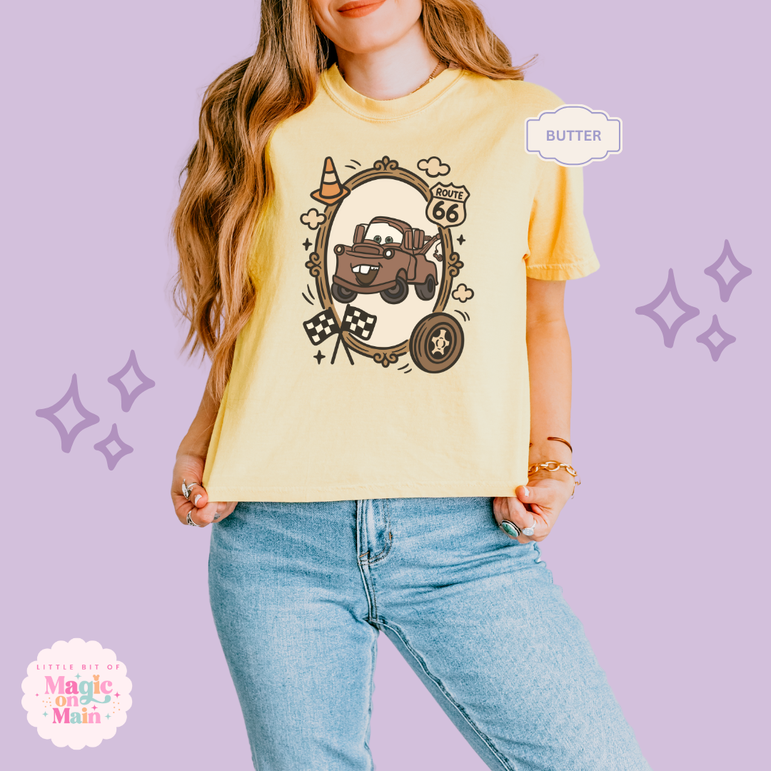 PRINTED RUSTY TRUCK COQUETTE  - WOMENS BOXY T-SHIRT