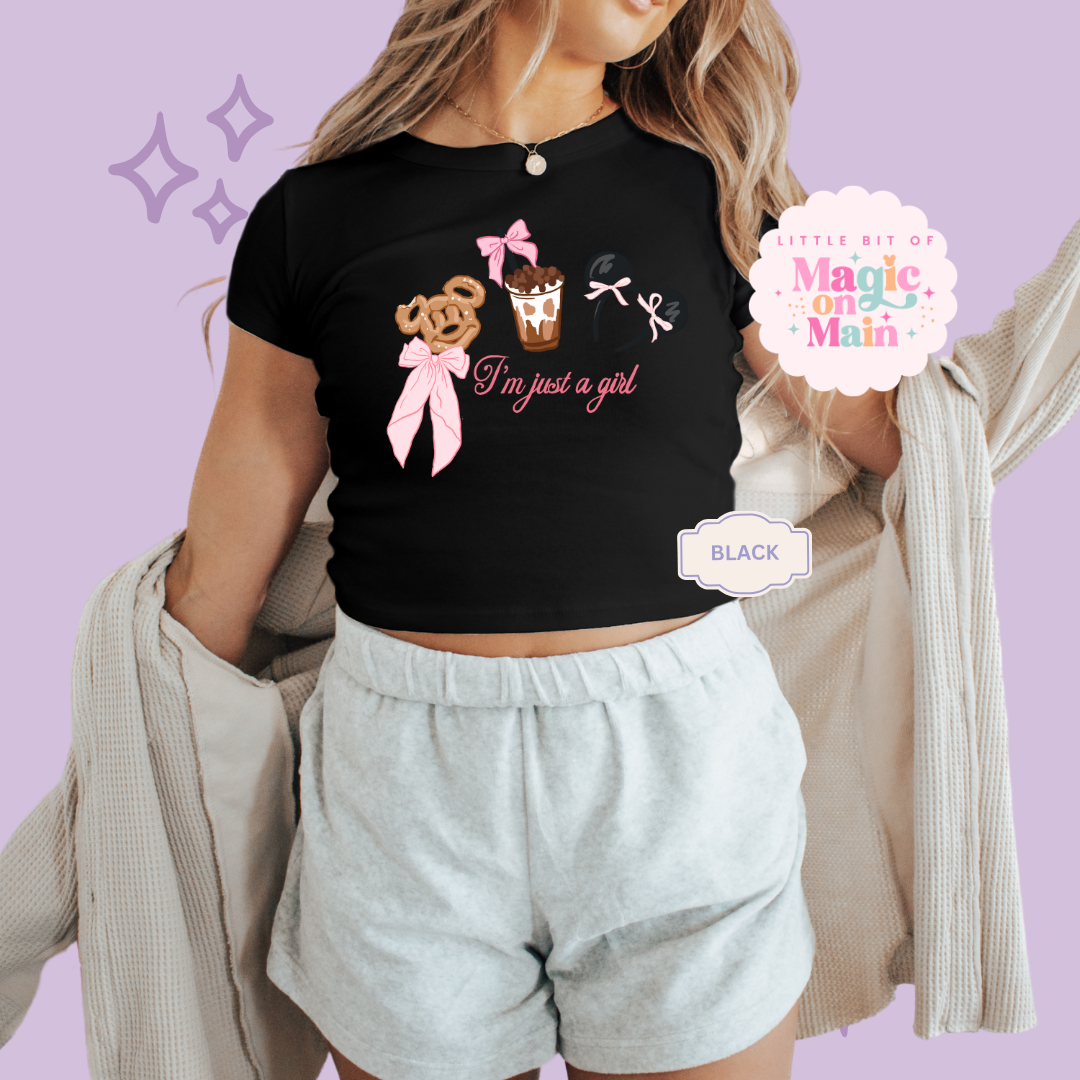 PRINTED PARK GIRLIE JUST A GIRL - WOMENS CROPPED RIBBED BABY TEE