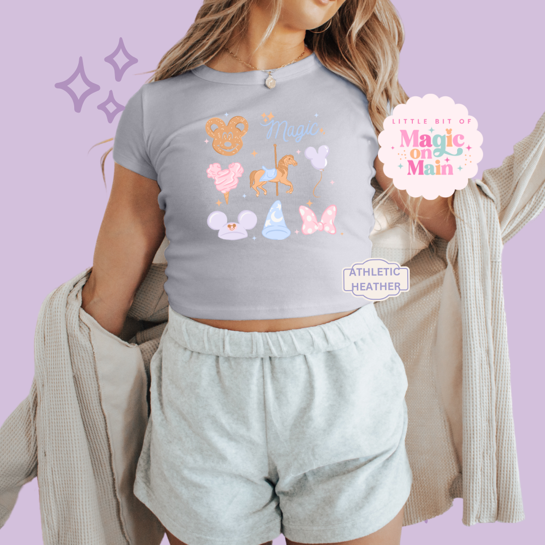 PRINTED MAGIC  - EXCLUSIVE TO MoM - WOMENS CROPPED RIBBED BABY TEE
