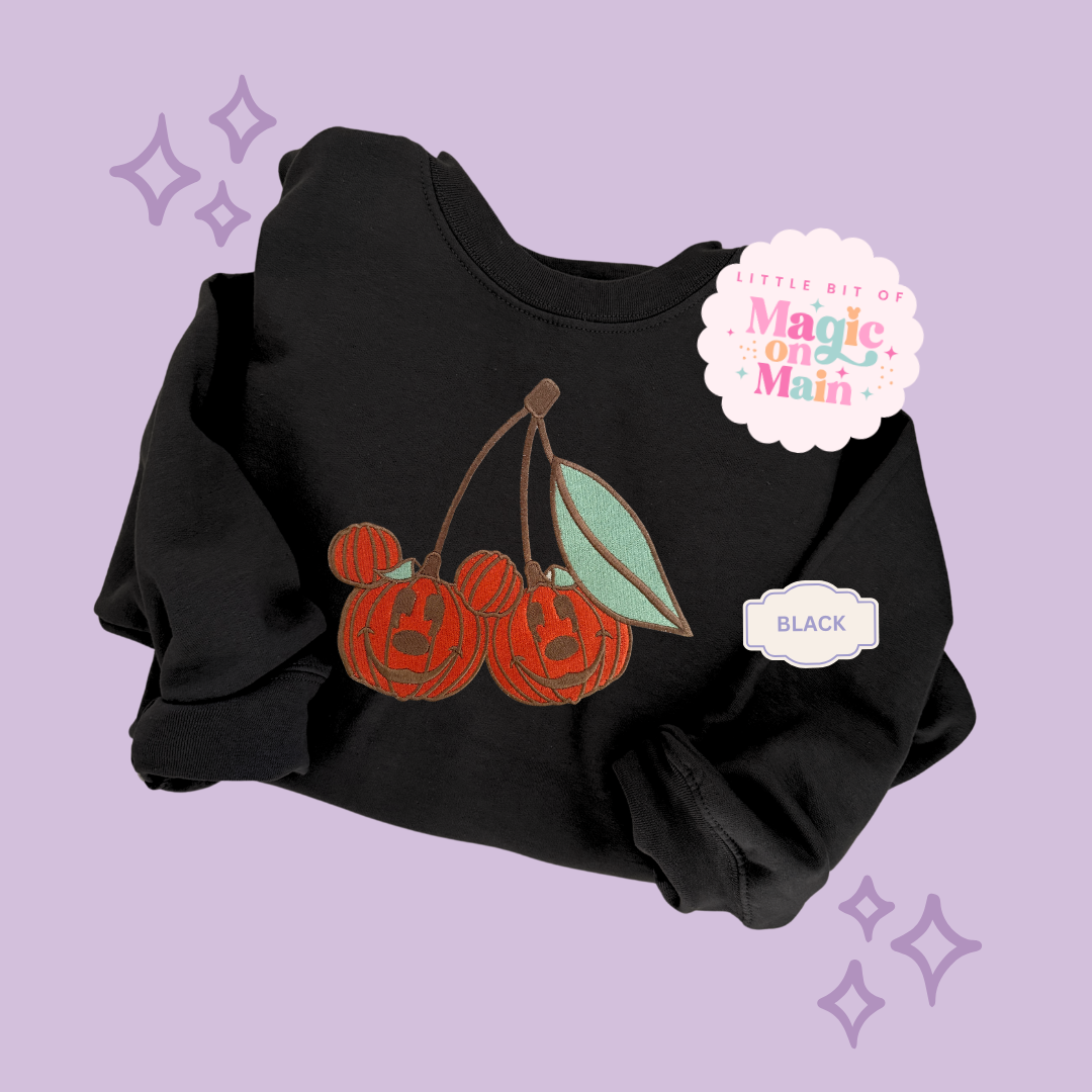 EMBROIDERED MICKEY PUMPKIN CHERRY - ADULT SWEATSHIRT