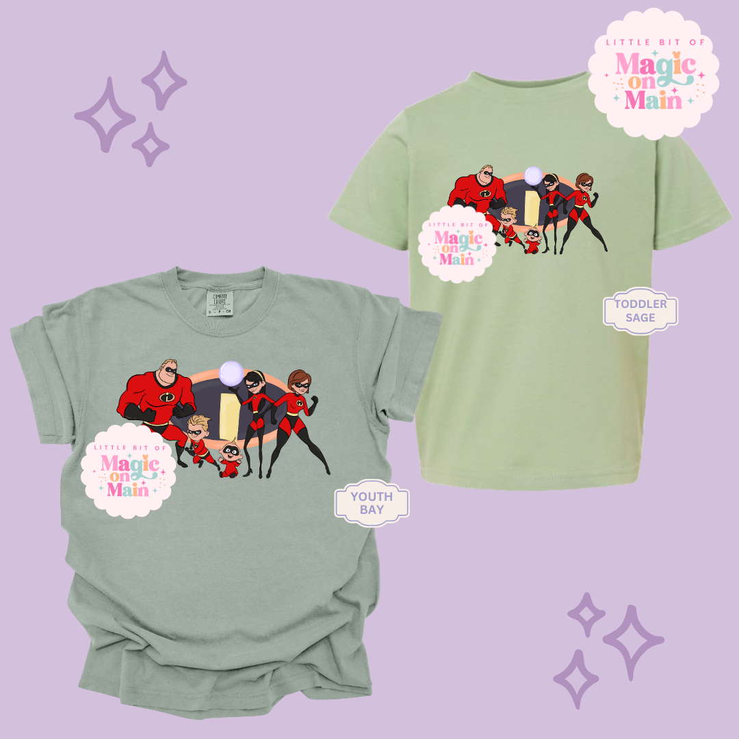 PRINTED SUPER HERO FAMILY NO SPARKLE - EXCLUSIVE TO MoM- YOUTH/TODDLER