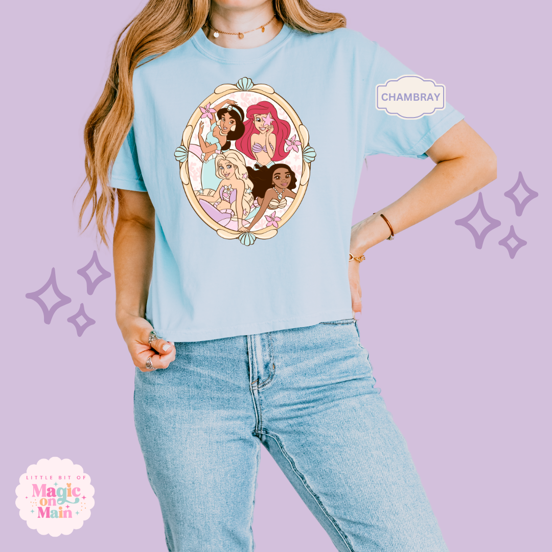 PRINTED PRINCESS MERMAIDS - WOMENS BOXY T-SHIRT