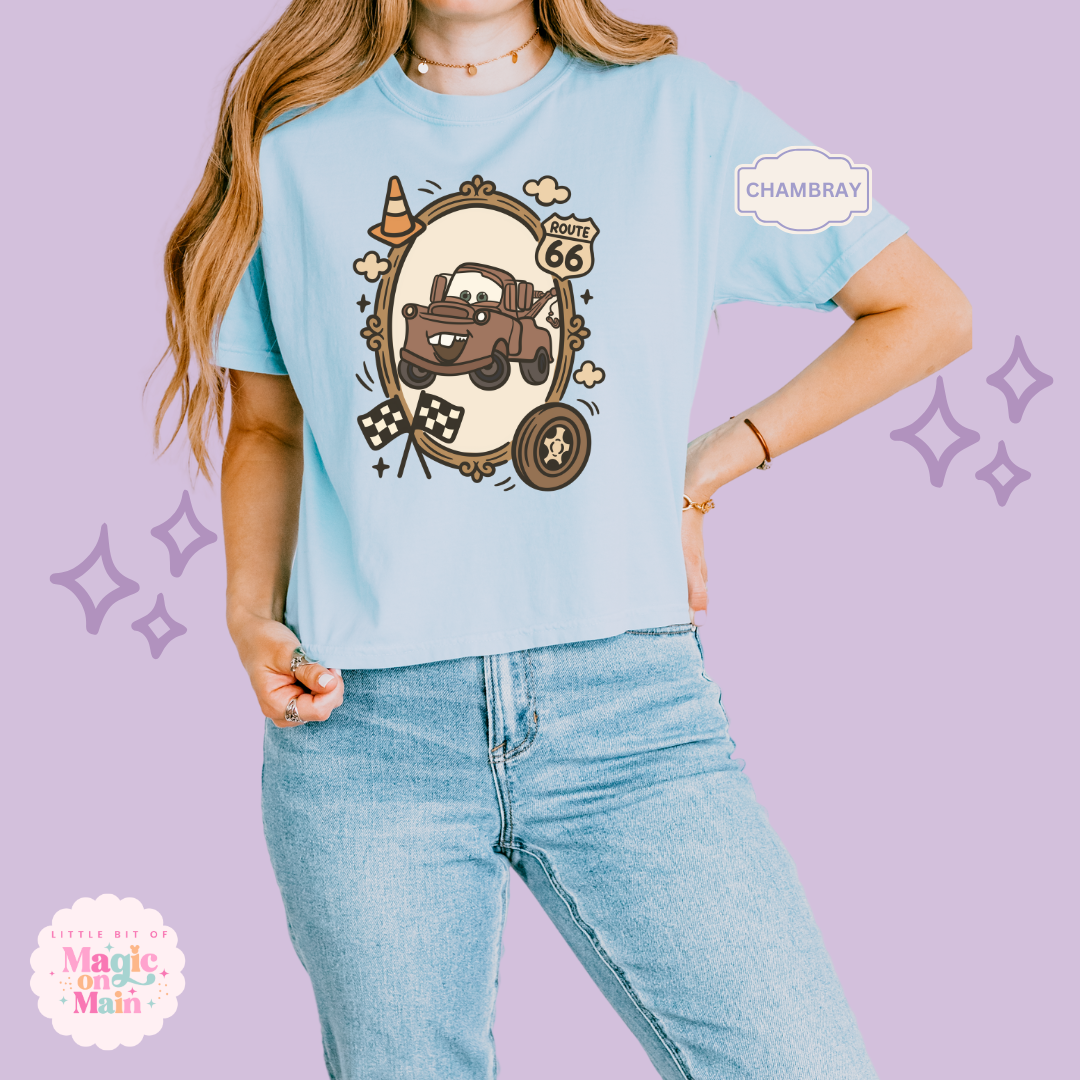 PRINTED RUSTY TRUCK COQUETTE  - WOMENS BOXY T-SHIRT