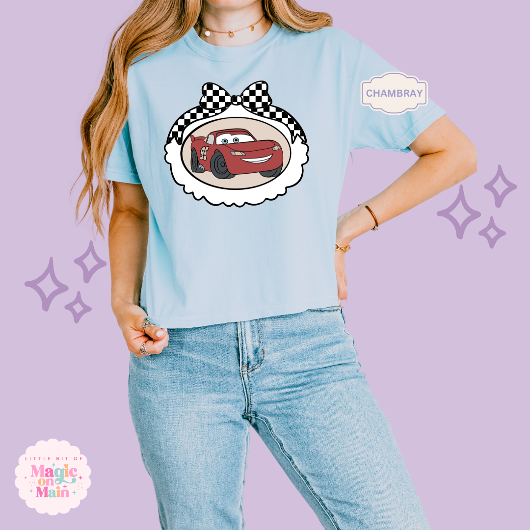 PRINTED RED CAR COQUETTE - WOMENS BOXY T-SHIRT