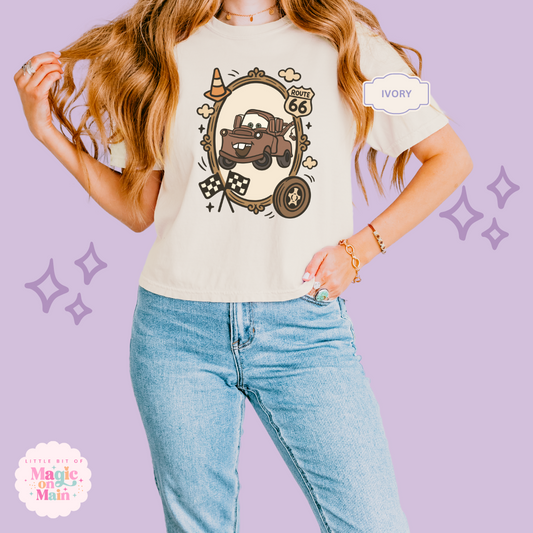 PRINTED RUSTY CAR  - WOMENS BOXY T-SHIRT