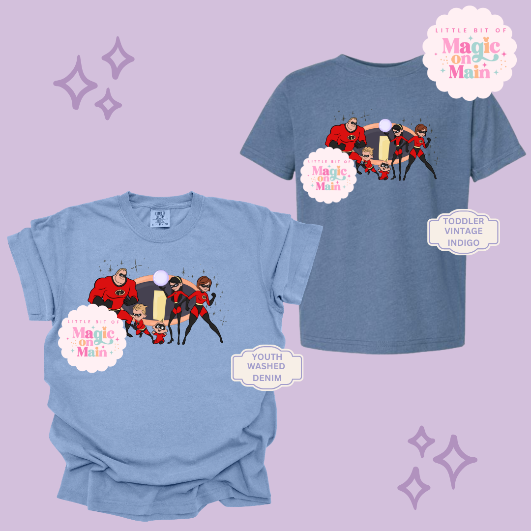 PRINTED SUPER HERO FAMILY W/SPARKLE - EXCLUSIVE TO MoM- YOUTH/TODDLER