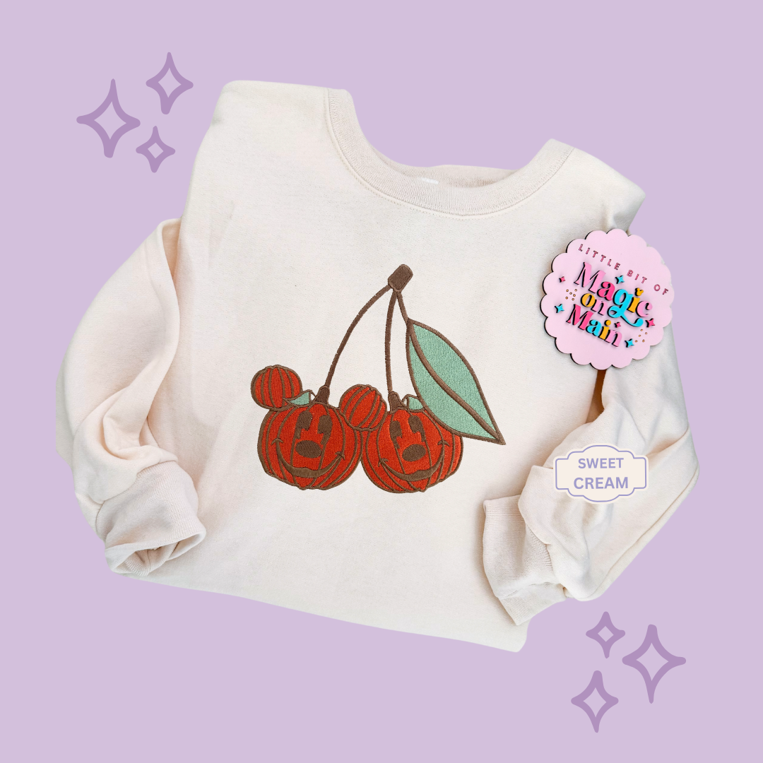 EMBROIDERED MICKEY PUMPKIN CHERRY - ADULT SWEATSHIRT