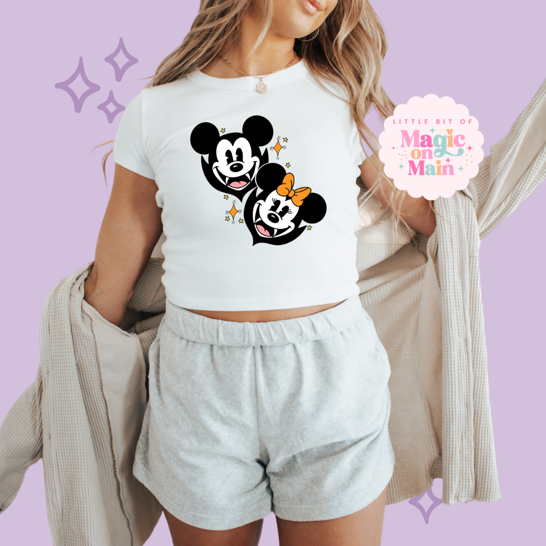PRINTED VAMPIRES - WOMENS CROPPED RIBBED BABY TEE