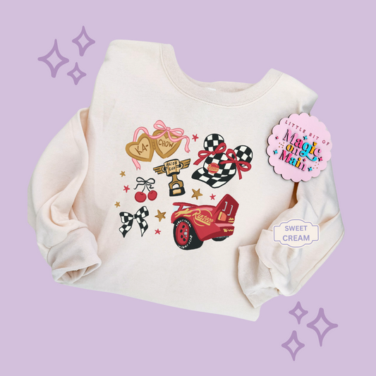 PRINTED RED CAR ELEMENTS COQUETTE - ADULT SWEATSHIRT