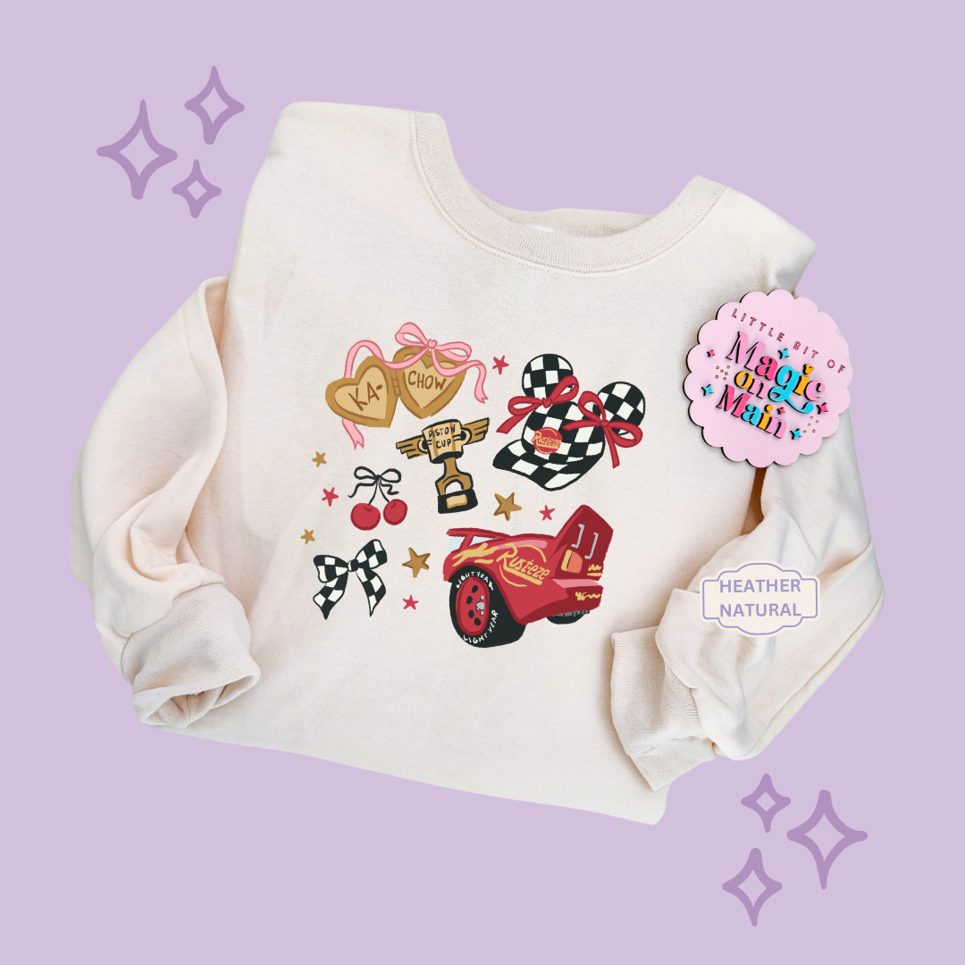 PRINTED RED CAR ELEMENTS COQUETTE - TODDLER / YOUTH SWEATSHIRT