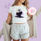 PRINTED MALEFICENT DAISY - WOMENS CROPPED RIBBED BABY TEE