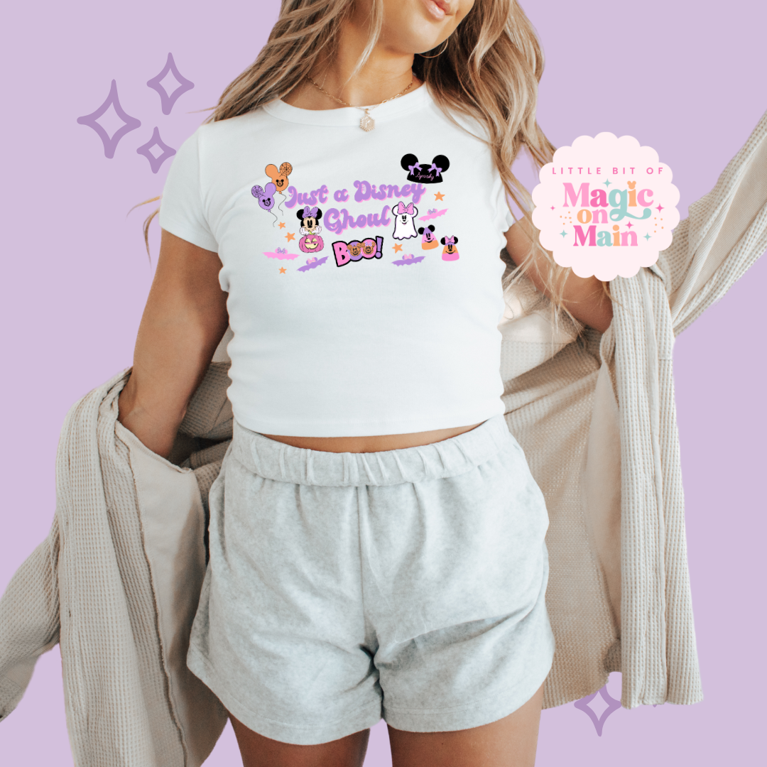 PRINTED JUST A GHOUL ELEMENTS - EXCLUSIVE TO MoM - WOMENS CROPPED RIBBED BABY TEE