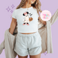 PRINTED GHOST MINNIE - WOMENS CROPPED RIBBED BABY TEE