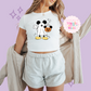 PRINTED MICKEY GHOST - WOMENS CROPPED RIBBED BABY TEE
