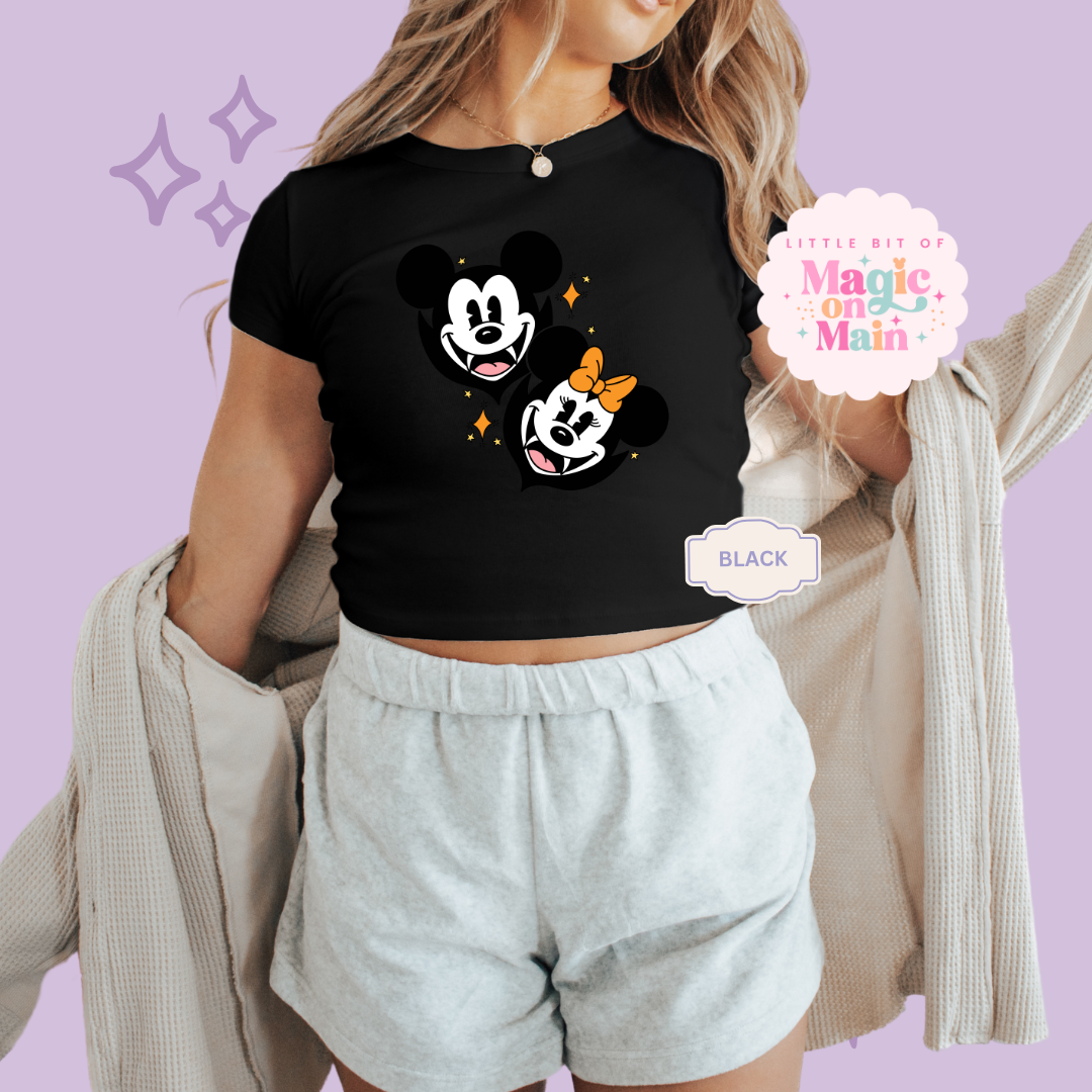 PRINTED VAMPIRES - WOMENS CROPPED RIBBED BABY TEE