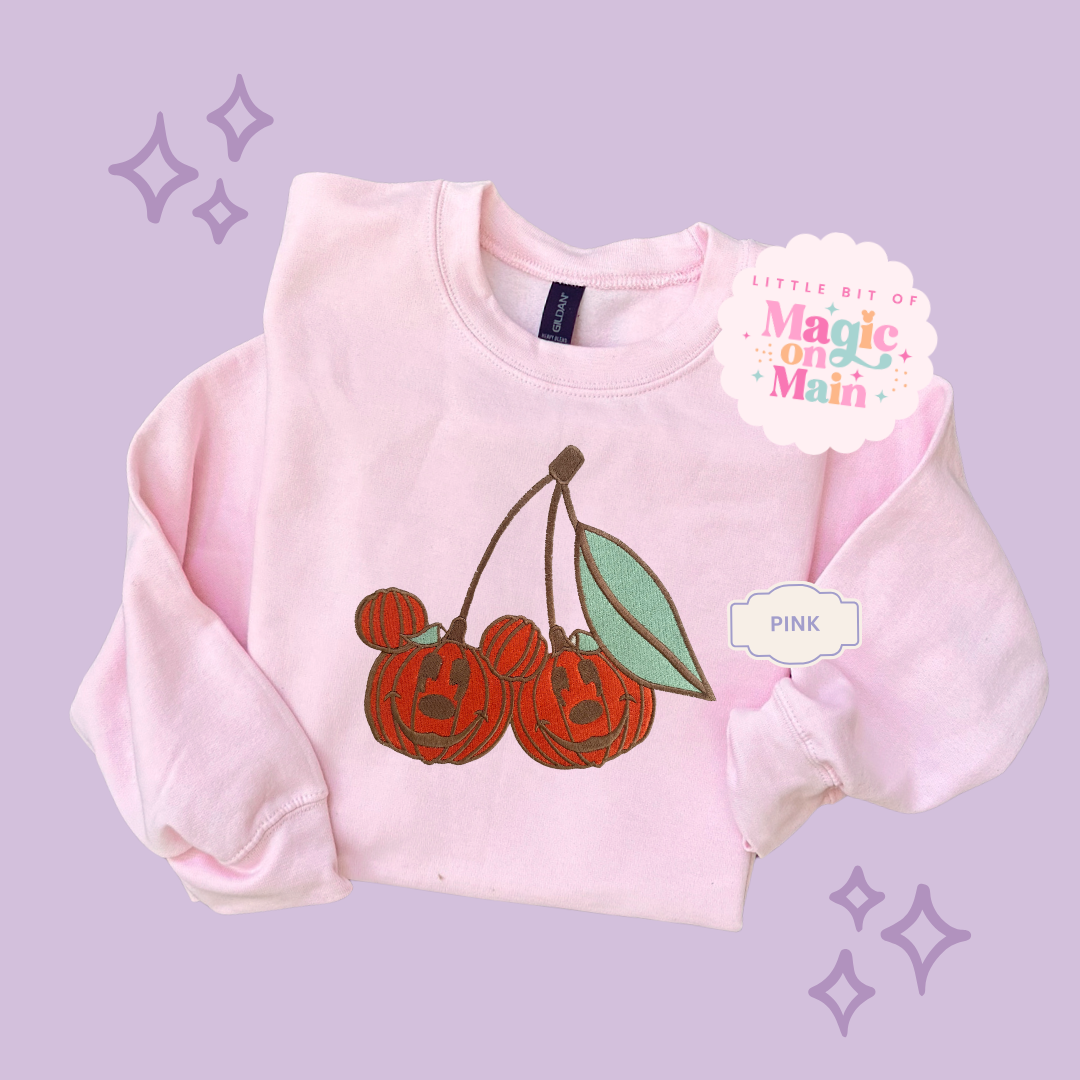 EMBROIDERED MICKEY PUMPKIN CHERRY - ADULT SWEATSHIRT