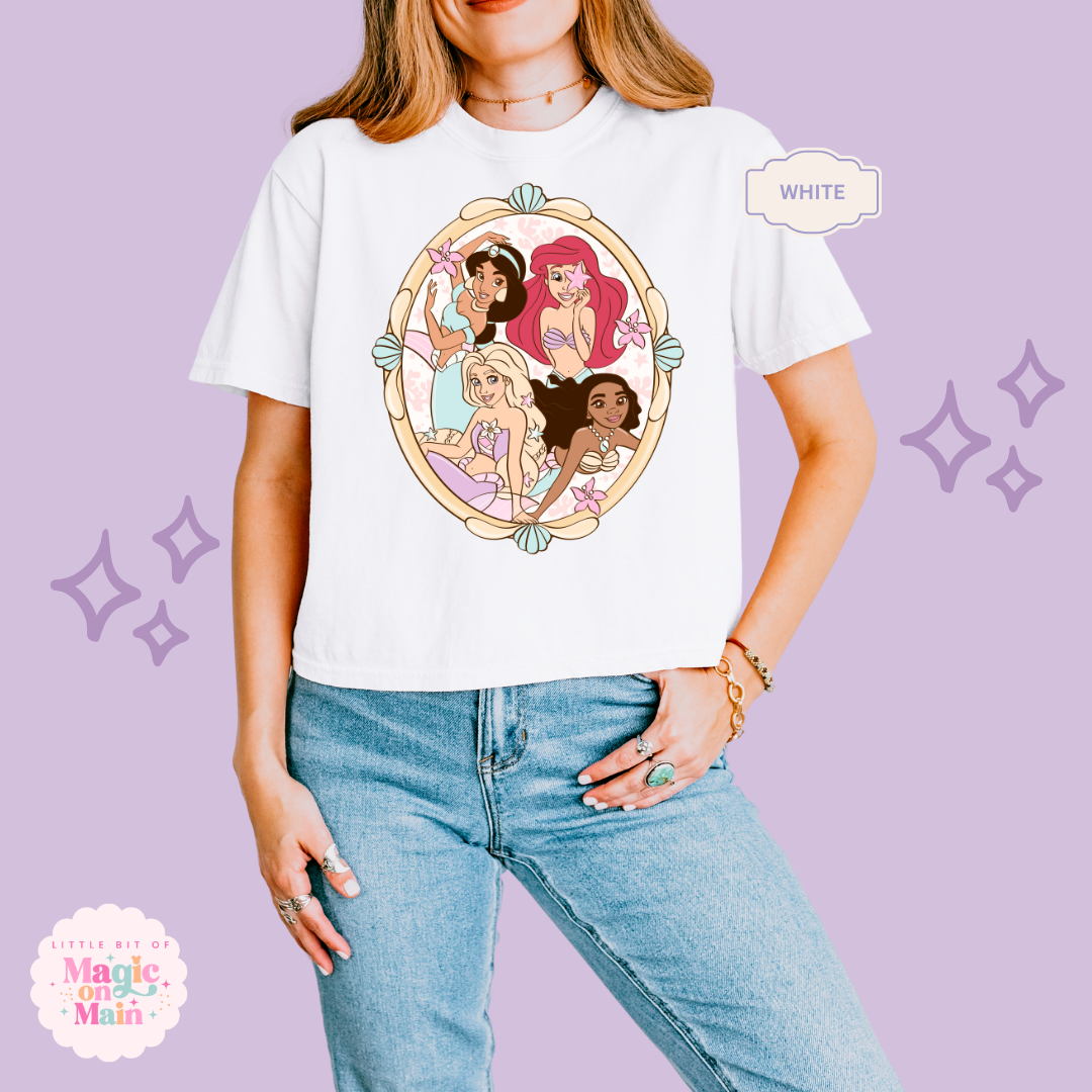 PRINTED PRINCESS MERMAIDS - WOMENS BOXY T-SHIRT