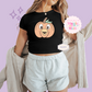 PRINTED ORANGE BIRD PUMPKIN - WOMENS CROPPED RIBBED BABY TEE