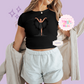 PRINTED SPOOKY POCAHONTAS - WOMENS CROPPED RIBBED BABY TEE