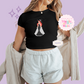 PRINTED SPOOKY ARIEL - WOMENS CROPPED RIBBED BABY TEE