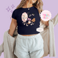 PRINTED PARK GIRLIE COFFEE & SNACKS - WOMENS CROPPED RIBBED BABY TEE