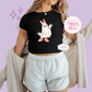 PRINTED GHOST DAISY  - WOMENS CROPPED RIBBED BABY TEE