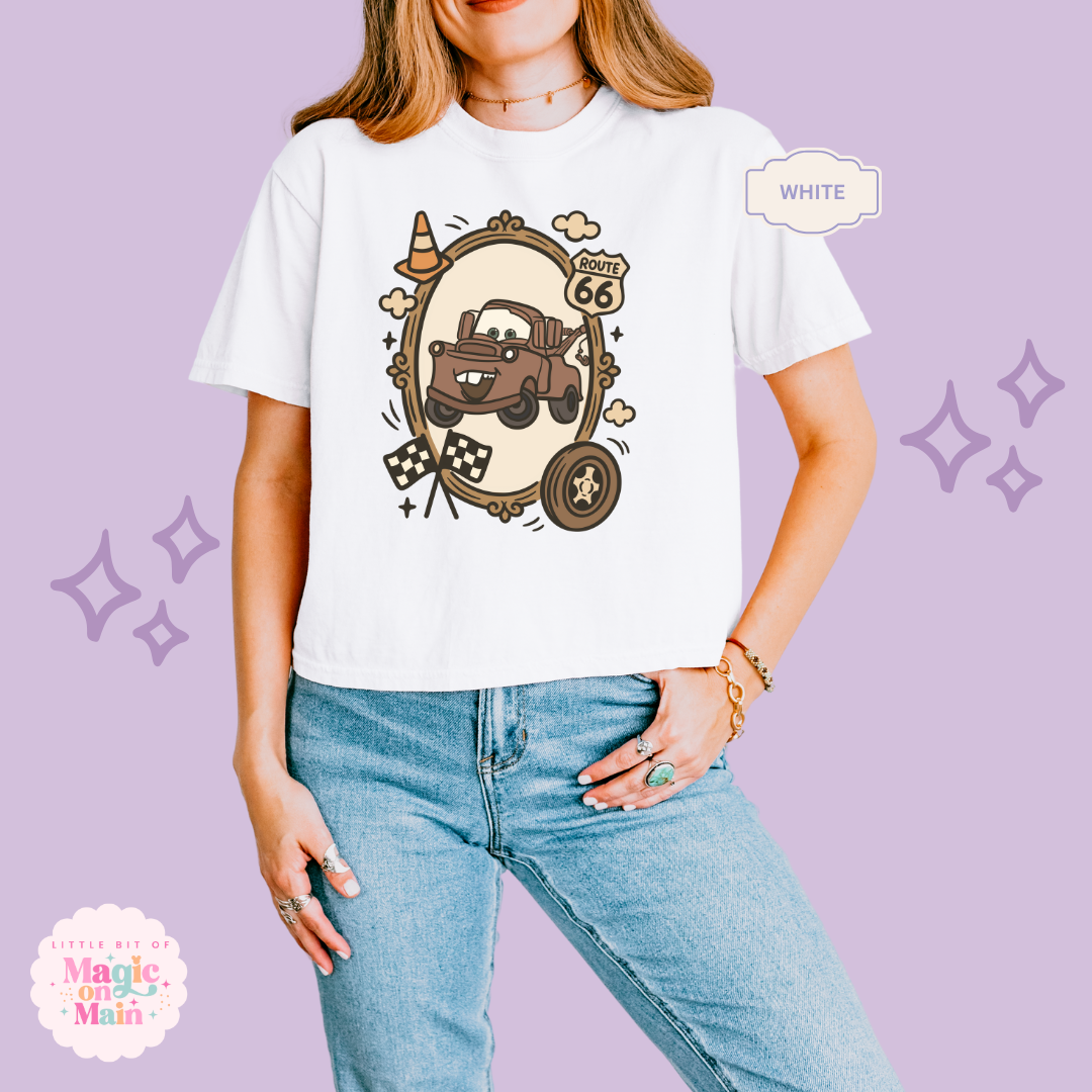 PRINTED RUSTY TRUCK COQUETTE  - WOMENS BOXY T-SHIRT