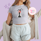 PRINTED SPOOKY ARIEL - WOMENS CROPPED RIBBED BABY TEE