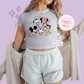 PRINTED MICKEY AND FRIENDS - WOMENS CROPPED RIBBED BABY TEE