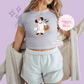 PRINTED GHOST MINNIE - WOMENS CROPPED RIBBED BABY TEE