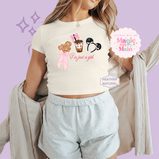 PRINTED PARK GIRLIE JUST A GIRL - WOMENS CROPPED RIBBED BABY TEE