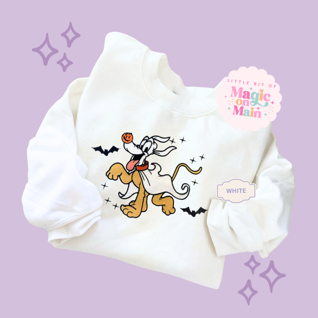 EMBROIDERED GHOST PLUTO - ADULT SWEATSHIRT