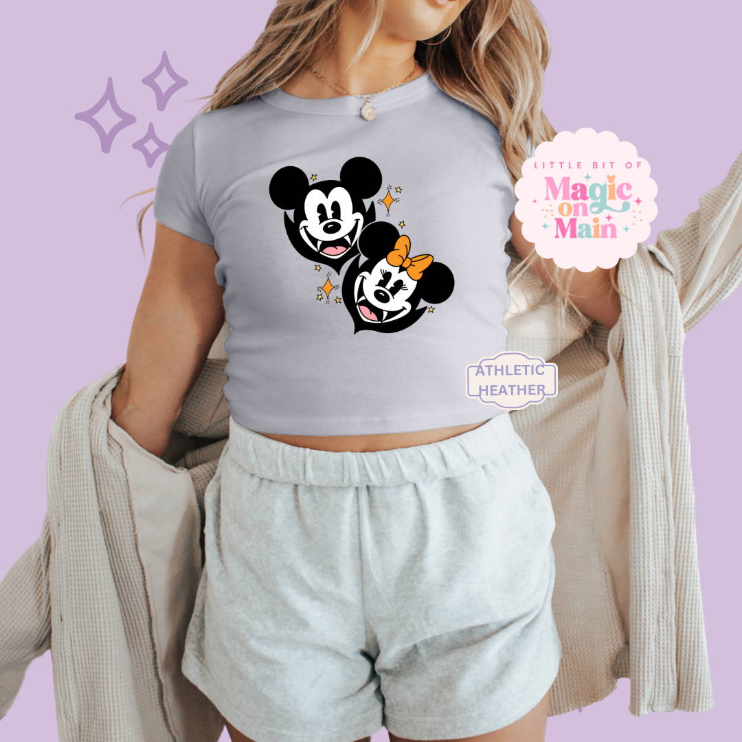 PRINTED VAMPIRES - WOMENS CROPPED RIBBED BABY TEE