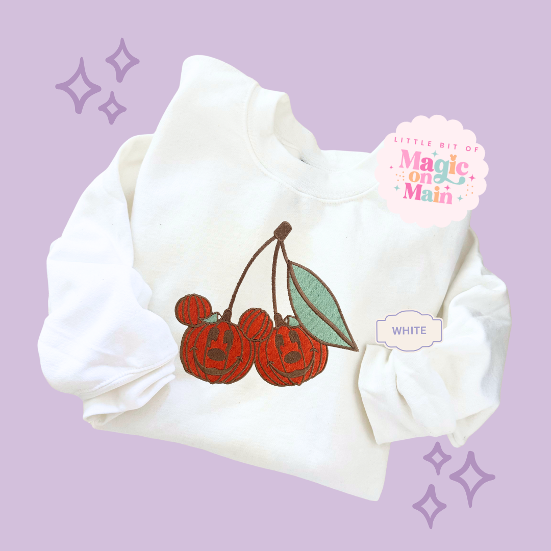 EMBROIDERED MICKEY PUMPKIN CHERRY - ADULT SWEATSHIRT