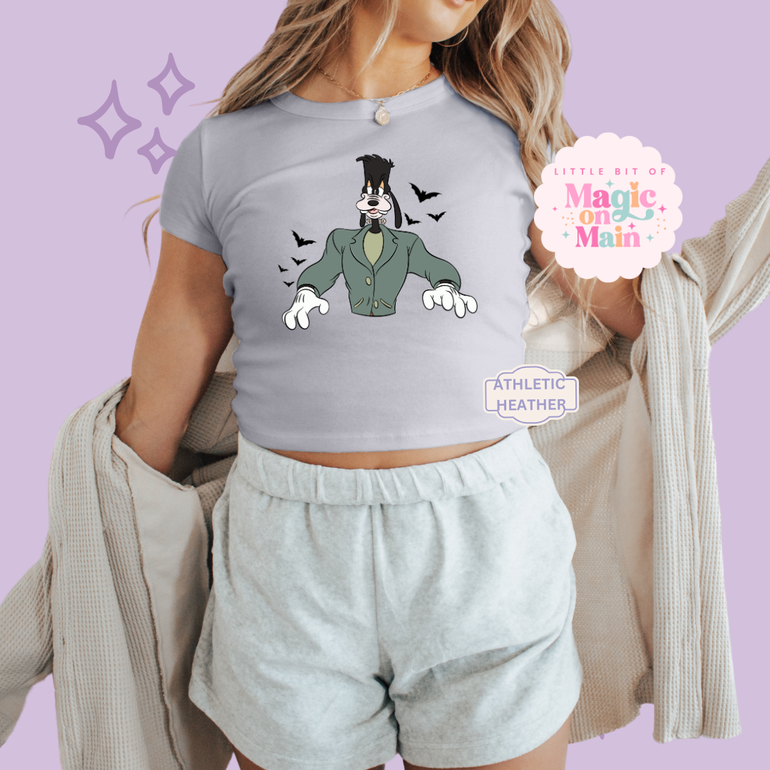 PRINTED HALLOWEEN GOOFY - EXCLUSIVE TO MoM - WOMENS CROPPED RIBBED BABY TEE