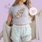 PRINTED HALLOWEEN CHIPMUNKS - WOMENS CROPPED RIBBED BABY TEE