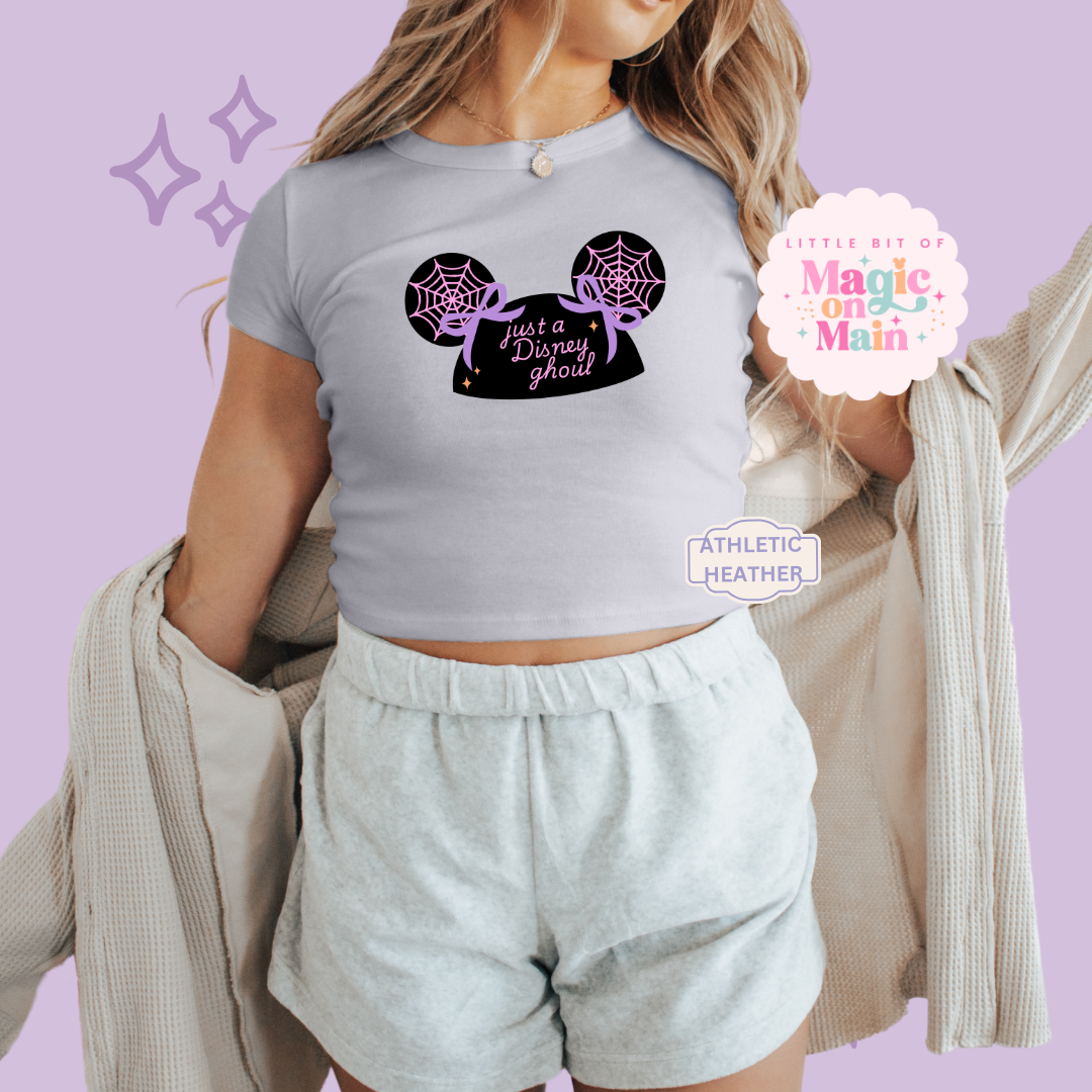 PRINTED JUST A GHOUL HAT - EXCLUSIVE TO MoM - WOMENS CROPPED RIBBED BABY TEE