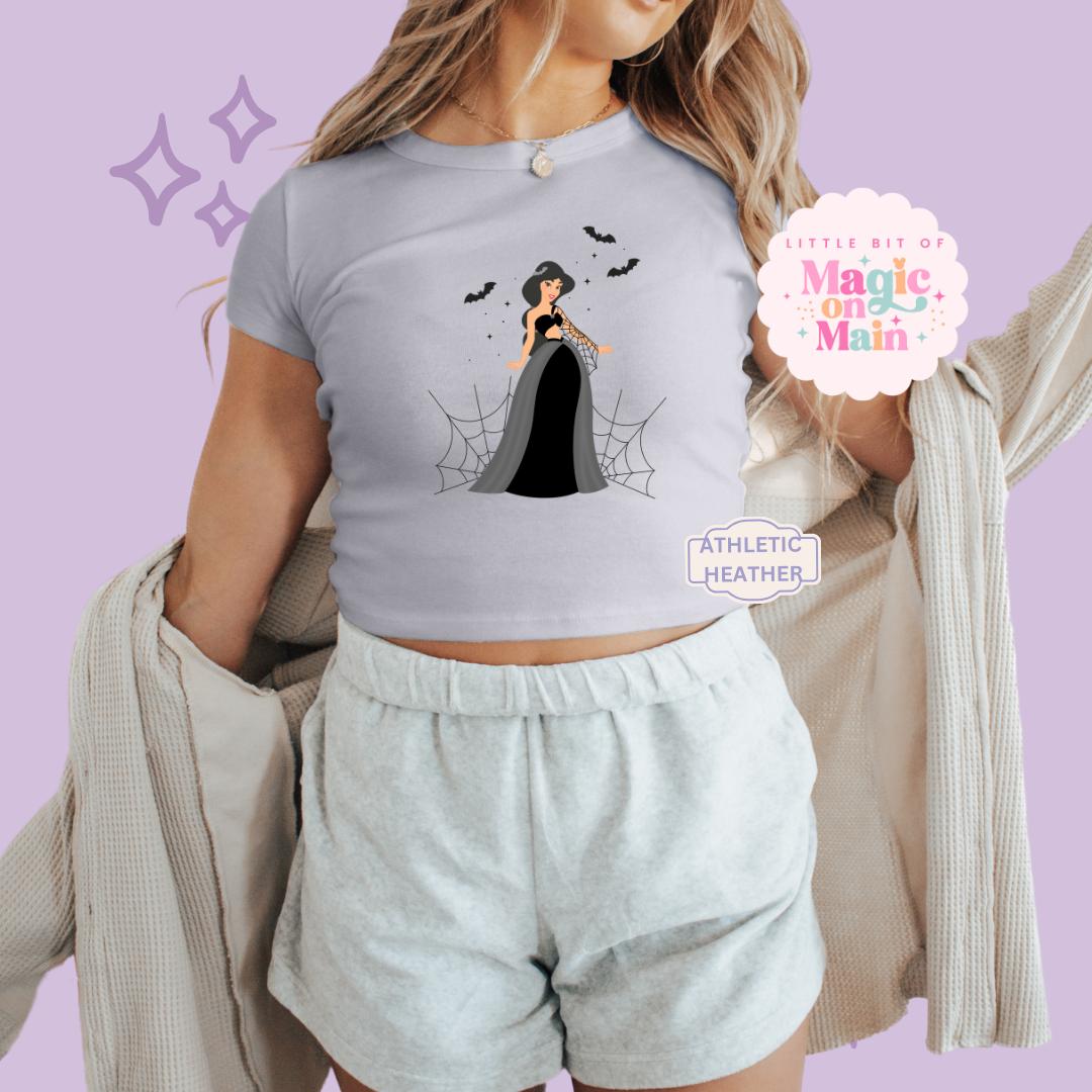 PRINTED SPOOKY JASMINE - WOMENS CROPPED RIBBED BABY TEE