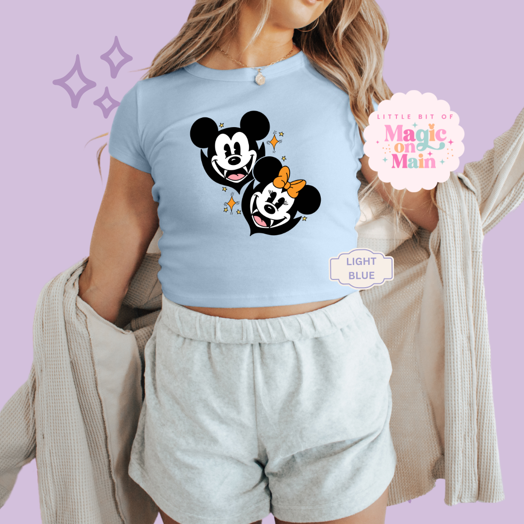 PRINTED VAMPIRES - WOMENS CROPPED RIBBED BABY TEE
