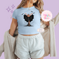 PRINTED SPOOKY POCAHONTAS - WOMENS CROPPED RIBBED BABY TEE