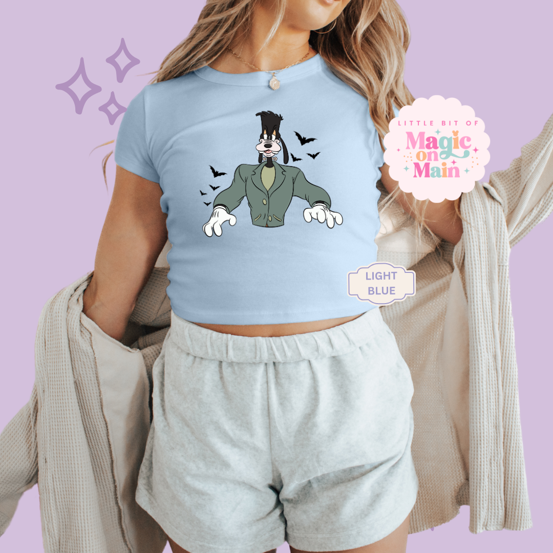 PRINTED HALLOWEEN GOOFY - EXCLUSIVE TO MoM - WOMENS CROPPED RIBBED BABY TEE