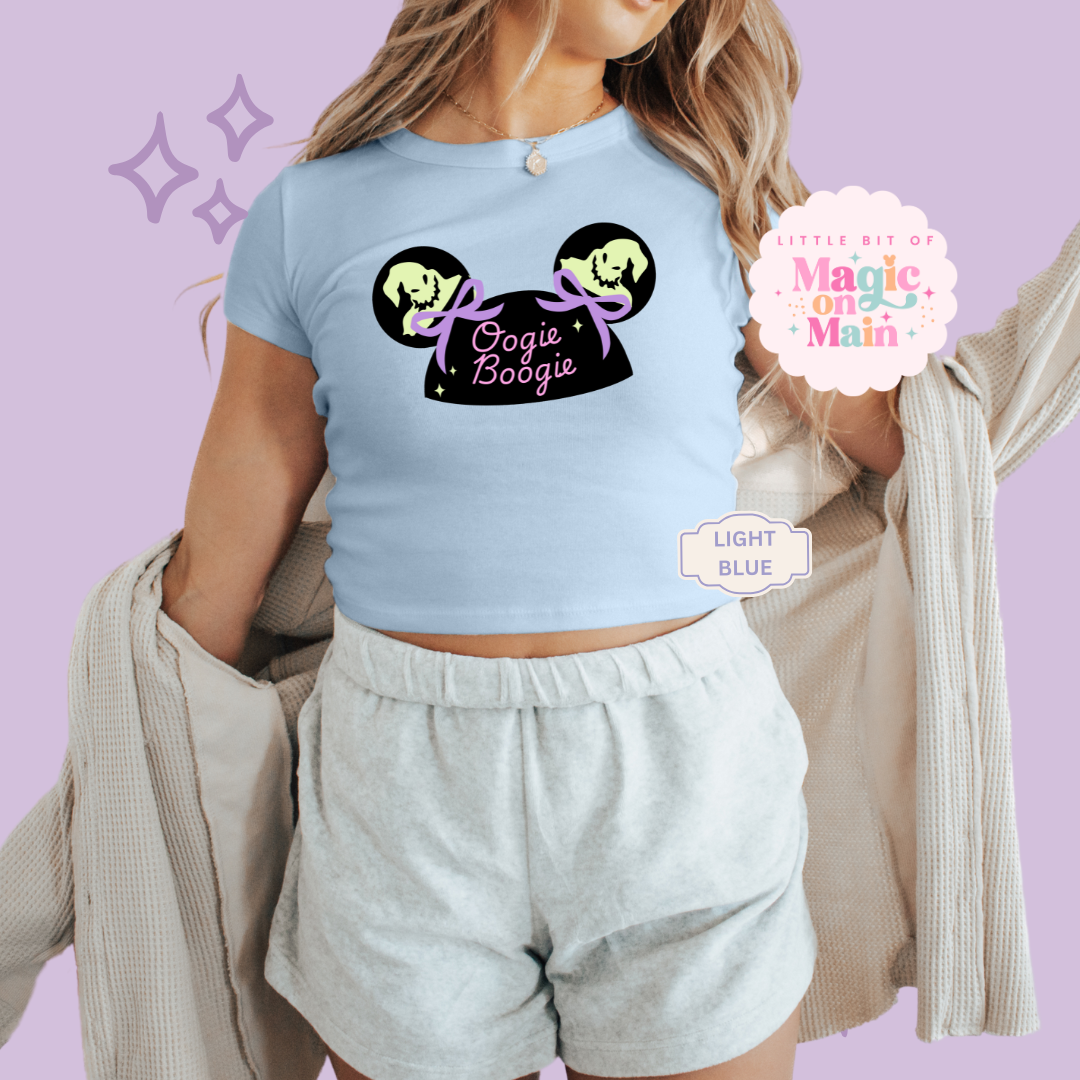 PRINTED BOOGIE BASH HAT - EXCLUSIVE TO MoM - WOMENS CROPPED RIBBED BABY TEE