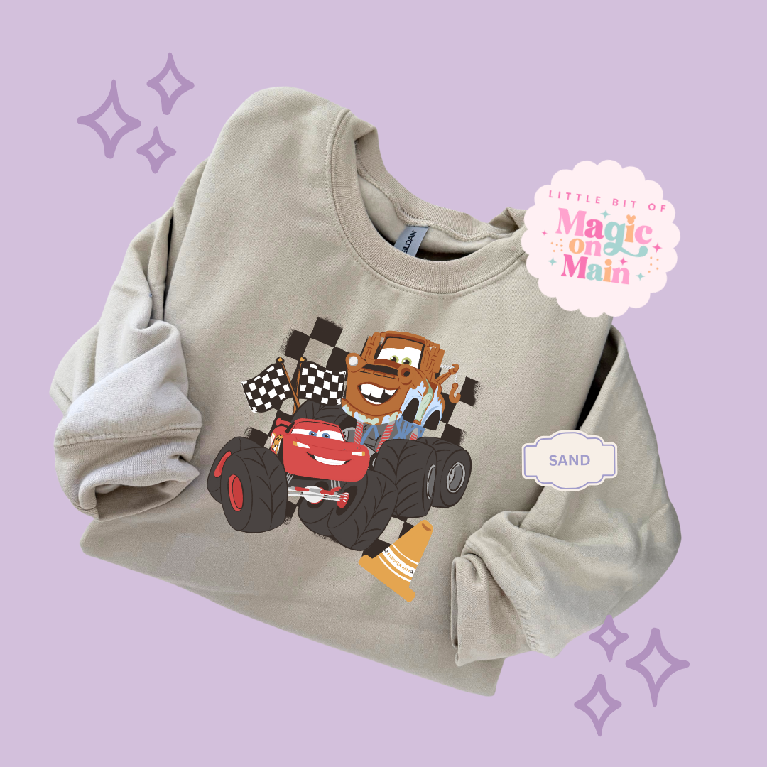 PRINTED CAR FRIENDS - ADULT SWEATSHIRT