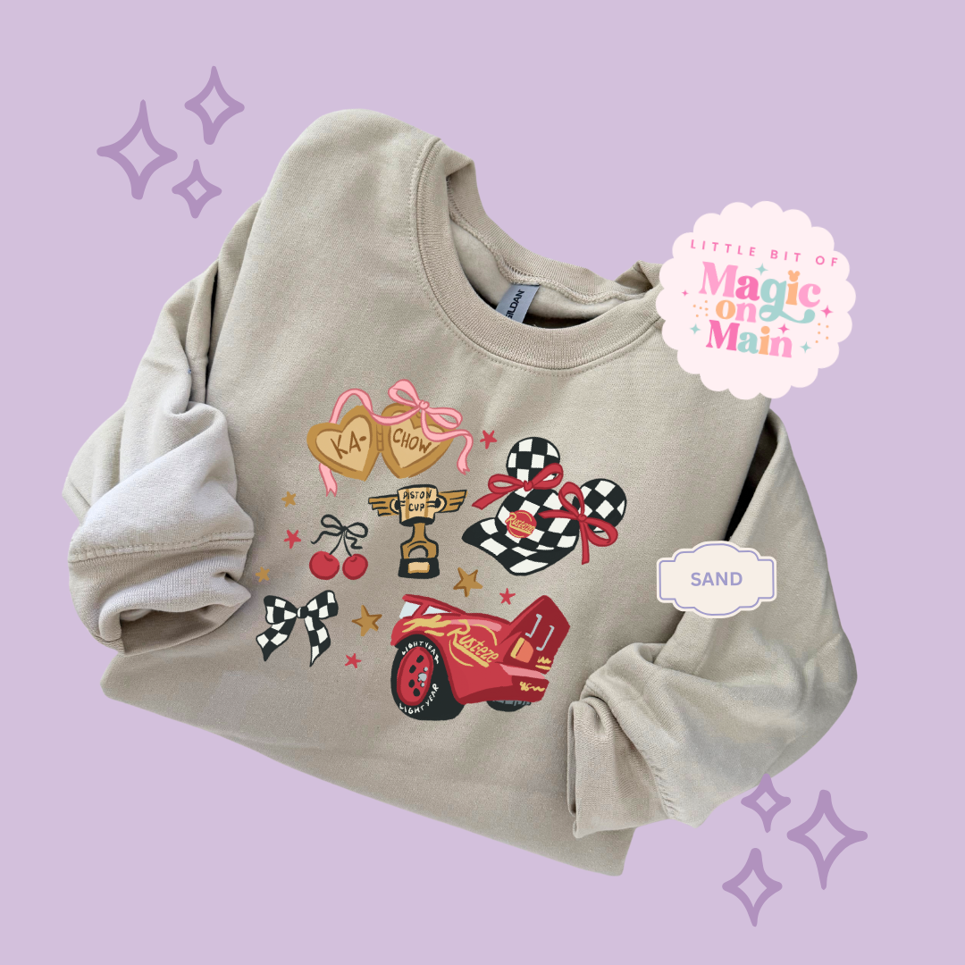 PRINTED RED CAR ELEMENTS COQUETTE - ADULT SWEATSHIRT